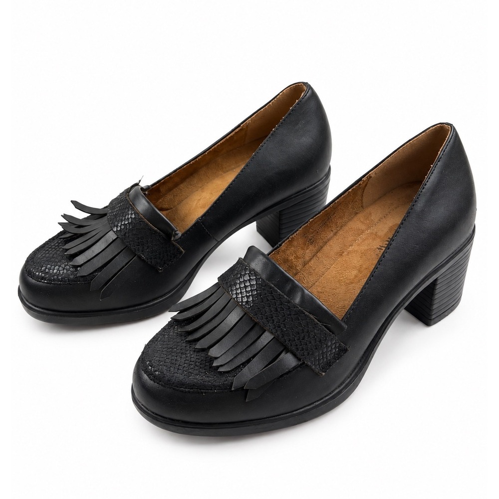 Comfortview Vintage Y2K Melissa Black Block Heel Loafer Pumps Women's Size 8